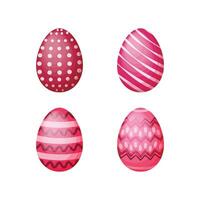 Pasqua uova con colorato ornamenti. un' impostato di rosso Pasqua uova. collezione di Pasqua uova. vettore illustrazione