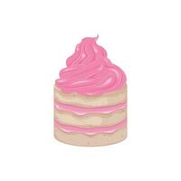 cupcake. spugna torta con rosa crema. muffin con crema. dolce dolce. spugna torta. vettore illustrazione isolato su un' bianca sfondo