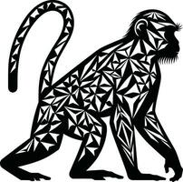 nero e bianca scimmia silhouette illustrazione vettore