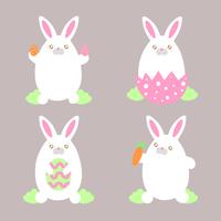 Vector Easter Bunny Collection con uova, carote e natura