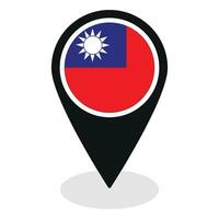 Taiwan bandiera su carta geografica Pinpoint icona isolato. bandiera di Taiwan vettore