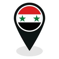 Siria bandiera su carta geografica Pinpoint icona isolato. bandiera di Siria vettore