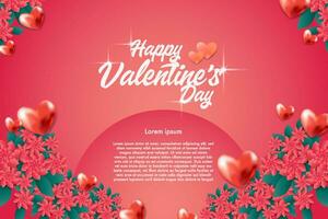 elegante realistico San Valentino carta, bandiera e manifesto sfondo astratto con amore icona e fiore disposizione vettore