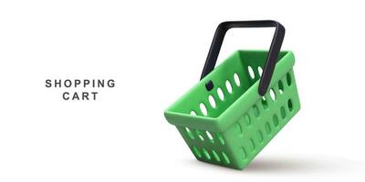 3d realistico verde shopping carrello isolato su bianca sfondo. vettore illustrazione.
