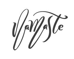 Yoga di carta di namaste di testo disegnato a mano. Parola di calligrafia graffiato bellissimo lettering lettering poster. Isolato su sfondo bianco Preventivo positivo Moderna calligrafia pennello T-shirt stampata vettore