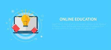 Banner di educazione online. Illustrazione piatta vettoriale