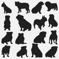 bulldog silhouette impostato vettore