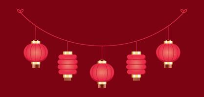 Cinese lanterna sospeso ghirlanda, lunare nuovo anno e metà autunno Festival decorazione grafico vettore