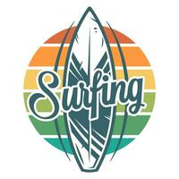 tavola da surf fare surf estate Stampa. Hawaii tavola logo vettore