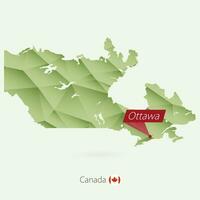 verde pendenza Basso poli carta geografica di Canada con capitale Ottawa vettore