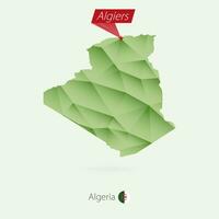 verde pendenza Basso poli carta geografica di algeria con capitale Algeri vettore
