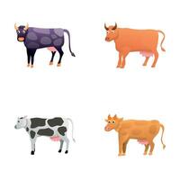 bestiame icone impostato cartone animato vettore. domestico latte animale vettore