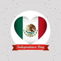Messico indipendenza giorno con cuore emblema design vettore
