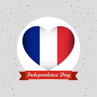 Francia indipendenza giorno con cuore emblema design vettore