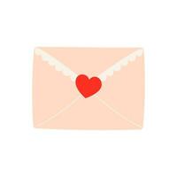 amore lettera Busta con cuore e amore Messaggio. confessione lettera per San Valentino giorno. vettore cartone animato illustrazione isolato su bianca sfondo