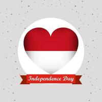 Indonesia indipendenza giorno con cuore emblema design vettore