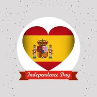Spagna indipendenza giorno con cuore emblema design vettore