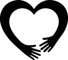 abbracciare braccia nel forma di cuore icona nel piatto. isolato su mani fabbricazione braccia Tenere amore cartello abbracciato o cura abbraccio abbraccio di amici relazione. vettore per app, sito web