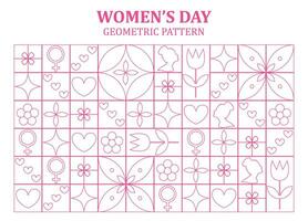 neo geometrico senza soluzione di continuità modello per 8 marzo. internazionale Da donna giorno astratto geometrico sfondo. vettore illustrazione