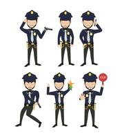 misterioso esecutori - un' collezione di poliziotti illustrazioni raffigurante dinamico pose nel nero uniformi vettore