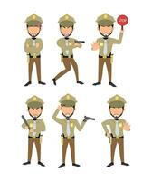 un' travolgente serie di poliziotto illustrazioni nel varia pose e in uniforme autorità vettore