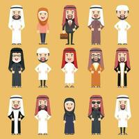 gruppo di diverso persone nel tradizionale arabo Abiti. piatto vettore illustrazione