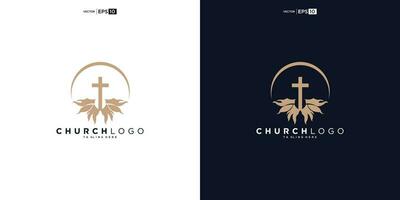 Chiesa logo. Bibbia, Gesù' attraversare e angelo Ali. Ali Chiesa logo design icona. vettore