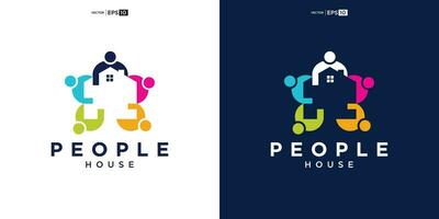Casa casa persone umano squadra opera famiglia logo design ispirazione vettore