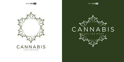 astratto marijuana, canapa per CBD logo design vettore