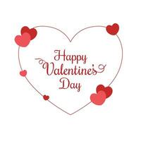 contento San Valentino saluto carta modello cuore telaio con cuori vettore