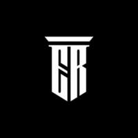 er logo monogramma con stile emblema isolato su sfondo nero vettore
