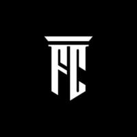 logo monogramma fc con stile emblema isolato su sfondo nero vettore