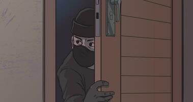 illustrazione di ladro Sneaking attraverso il porta vettore