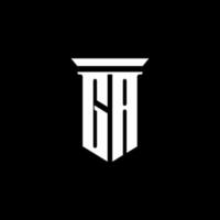 logo monogramma ga con stile emblema isolato su sfondo nero vettore