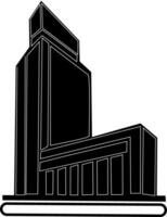 illustrazione raffigurante un' moderno grattacielo costruzione, in mostra suo architettonico design e verticale presenza nel un' metropolitano paesaggio vettore