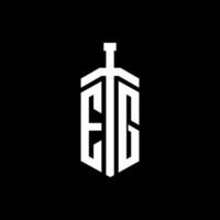 ad es. logo monogramma con modello di progettazione nastro elemento spada vettore