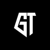 monogramma logo gt con modello di design in stile a forma di pentagono vettore