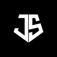 js logo monogramma con modello di design in stile a forma di pentagono vettore