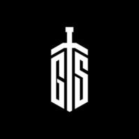 monogramma logo gs con modello di progettazione nastro elemento spada vettore