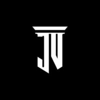 logo monogramma jv con stile emblema isolato su sfondo nero vettore