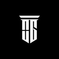 logo monogramma og con stile emblema isolato su sfondo nero vettore