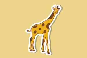 giraffa animale portafortuna cartone animato personaggio etichetta design vettore illustrazione. animale natura icona concetto. giraffa etichetta design logo icona.