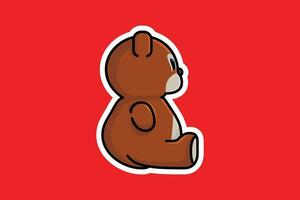 seduta orsacchiotto orso lato Visualizza etichetta vettore illustrazione. animale natura icona design concetto. orso cartone animato personaggio etichetta design logo con ombra.