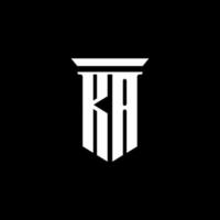 logo monogramma ka con stile emblema isolato su sfondo nero vettore