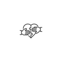 Stampa amore puzzle, Due mano Tenere pezzi di cuore. vettore icona schema modello