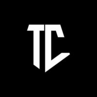 tc logo monogramma con modello di design in stile a forma di pentagono vettore