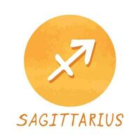 mano disegnato Sagittario zodiaco cartello nel il giro telaio astrologia scarabocchio clipart elemento per design vettore