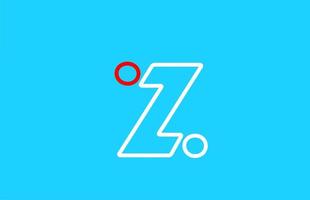linea alfabeto z lettera logo icona design in rosso e bianco. colore di sfondo blu per affari e società vettore
