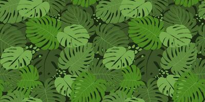 senza soluzione di continuità modello con astratto Monstera le foglie. floreale naturale tropicale Stampa. vettore grafica.