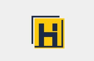 h giallo blu quadrato alfabeto lettera logo icona design per affari e società vettore